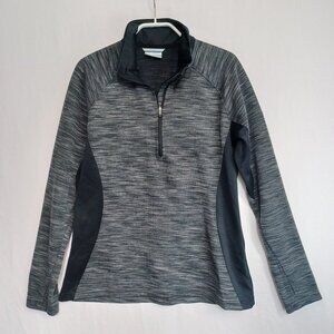 Columbia Pullover Womens Medium 1/4 Zip Black Gray Activewear Outdoor Thumbholes